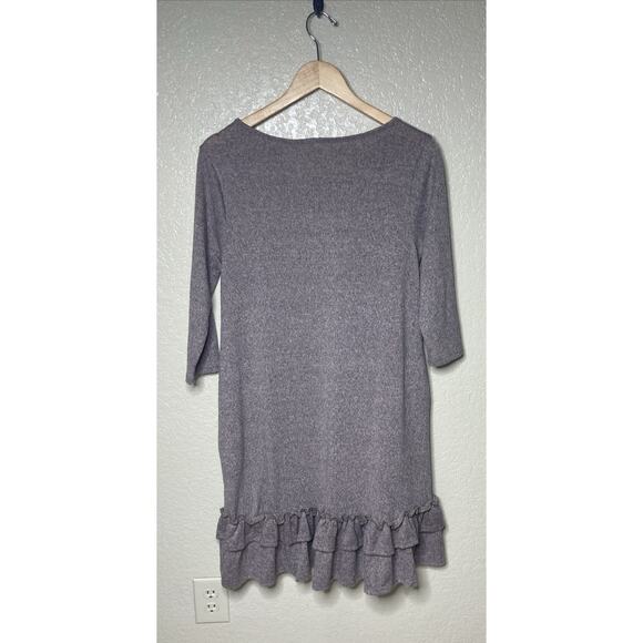 You & Me Sweater Knit Dress Heathered Pink 3/4 Sleeve Ruffle Hem Womens XL - Picture 10 of 11